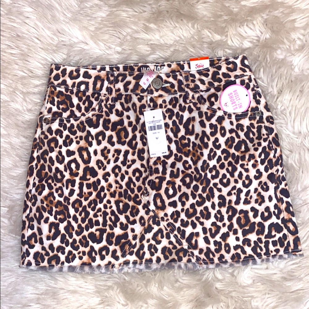 Justice cheetah denim skort